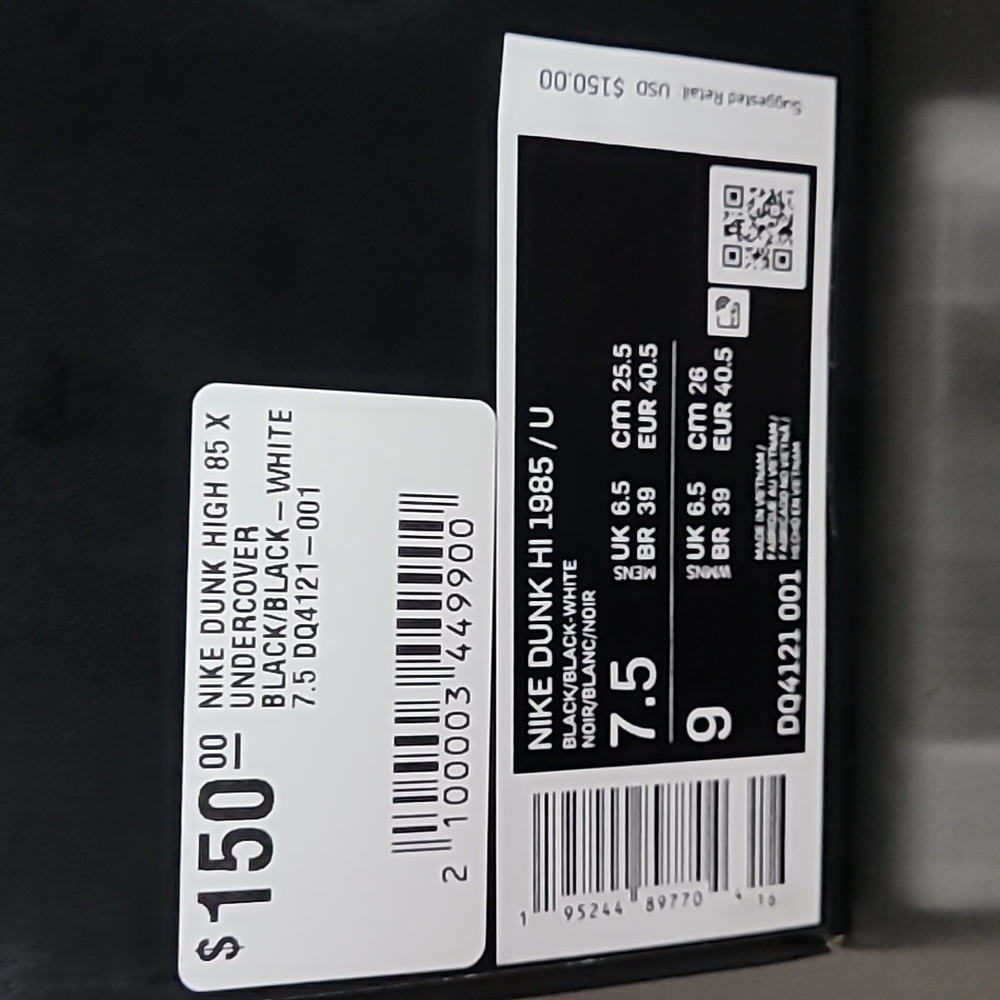 Nike Dunk Hi 1985 Undercover black / white size DS NIB NEW - Picture 2 of 5